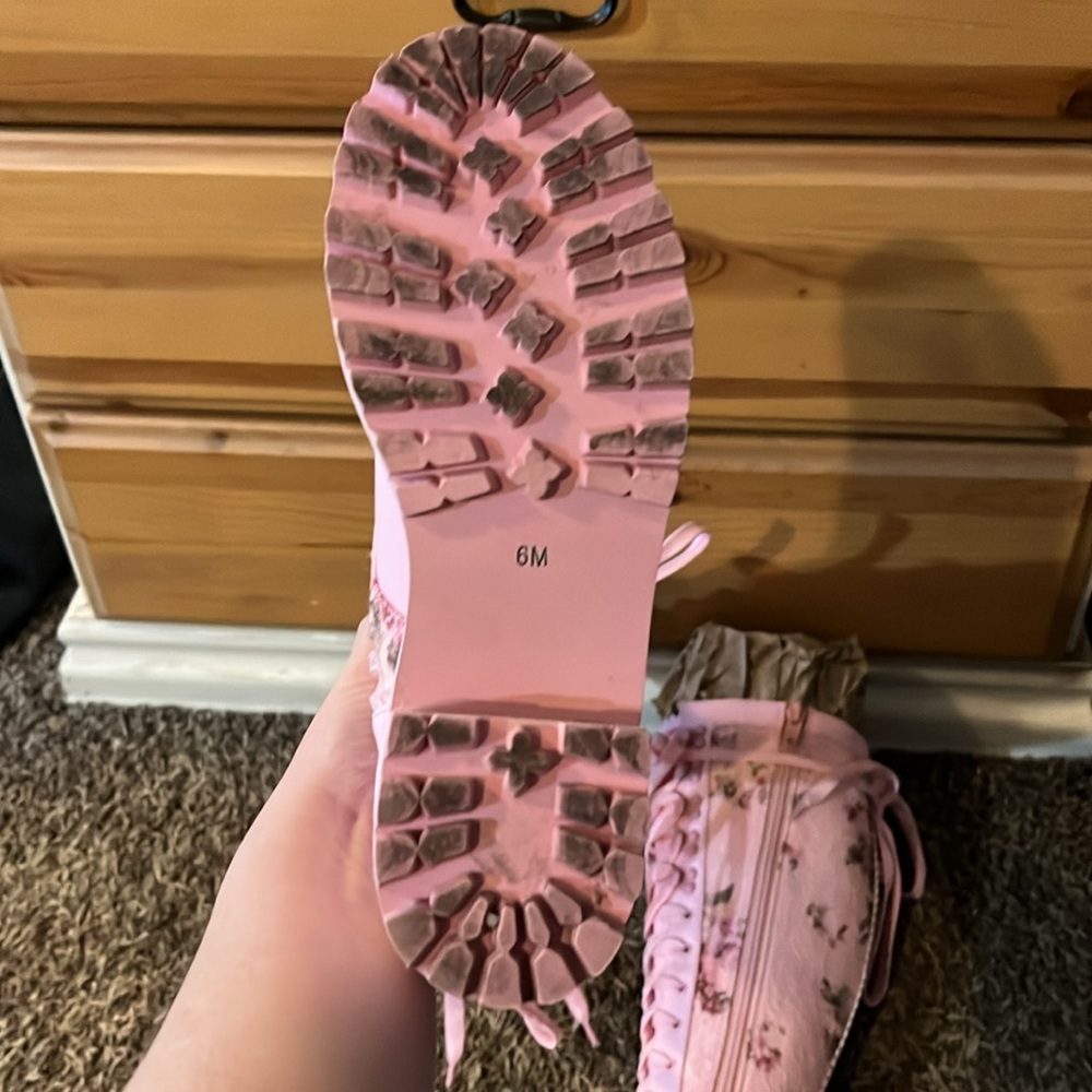 Sugar Thrillz Dolls Kill ON THE VINE FLORAL LACE KNEE HIGH COMBAT BOOTS - Picture 11 of 12